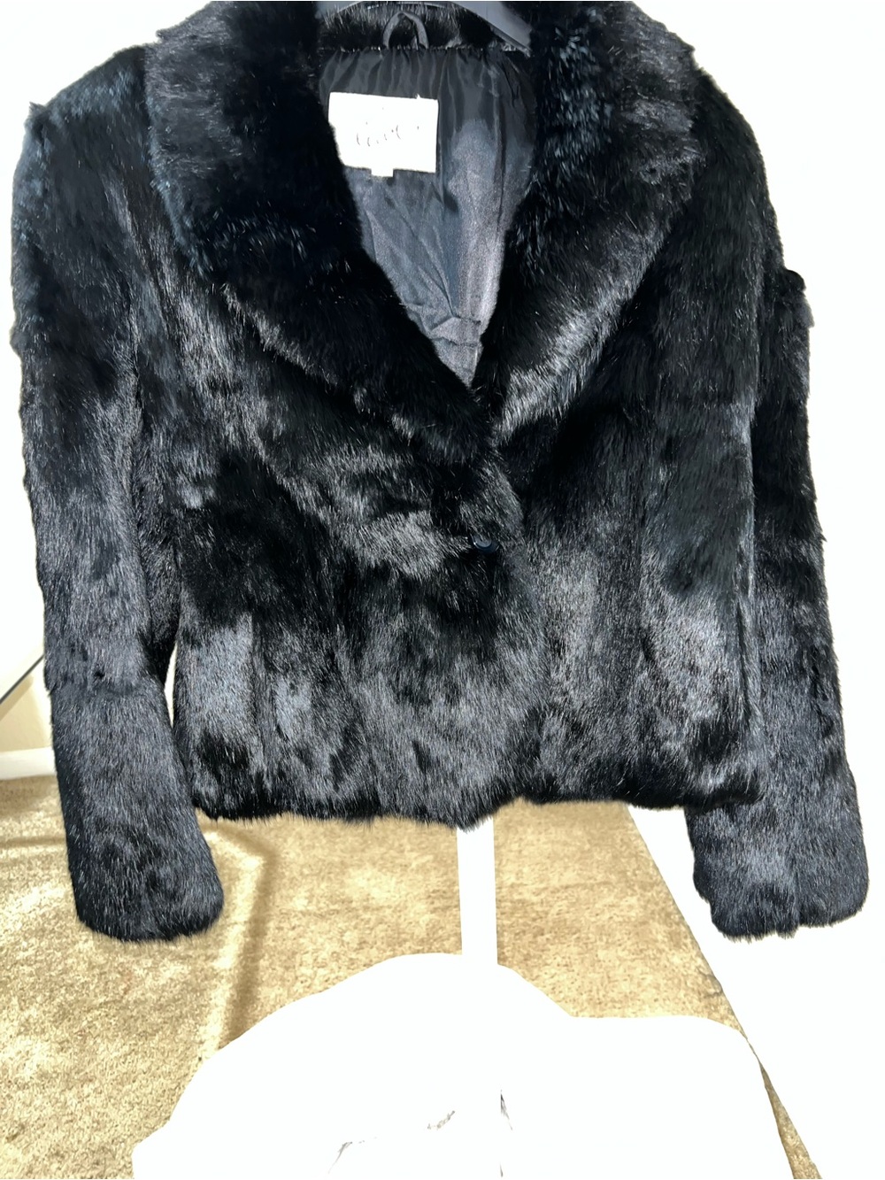 Elan Black Faux Fur Teddy Jacket - Cropped Silhouette - Picture 4 of 6